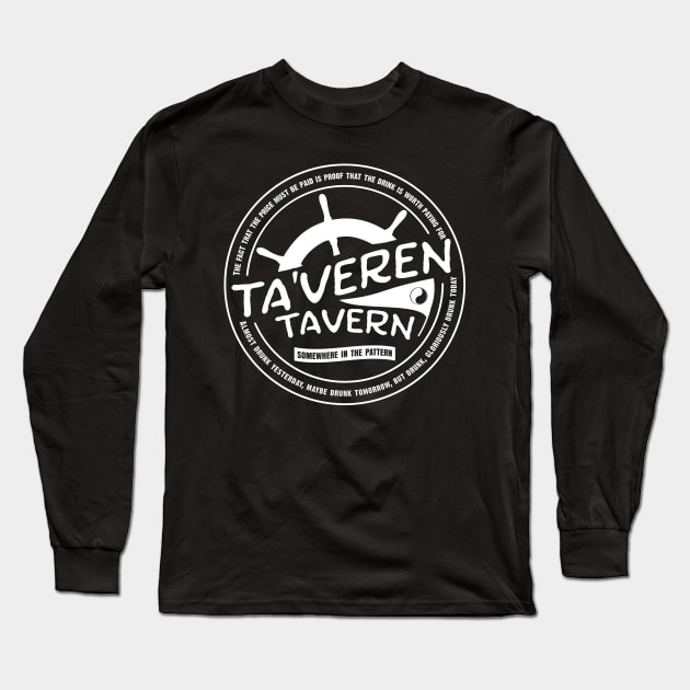 Ta'veren Tavern Logo (white) Long Sleeve T-Shirt by Ta'veren Tavern